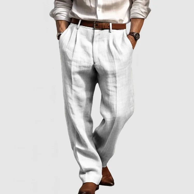 Pantalon Homme Lin Élégant Noir