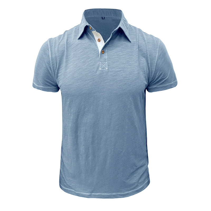 Polo Homme Marine à Manches Courtes