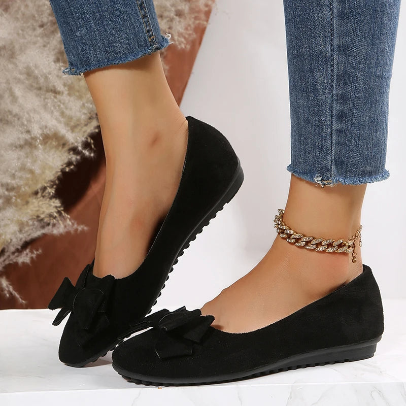 Chaussures Ballerines Féminines Rouge avec Décoration Élégante