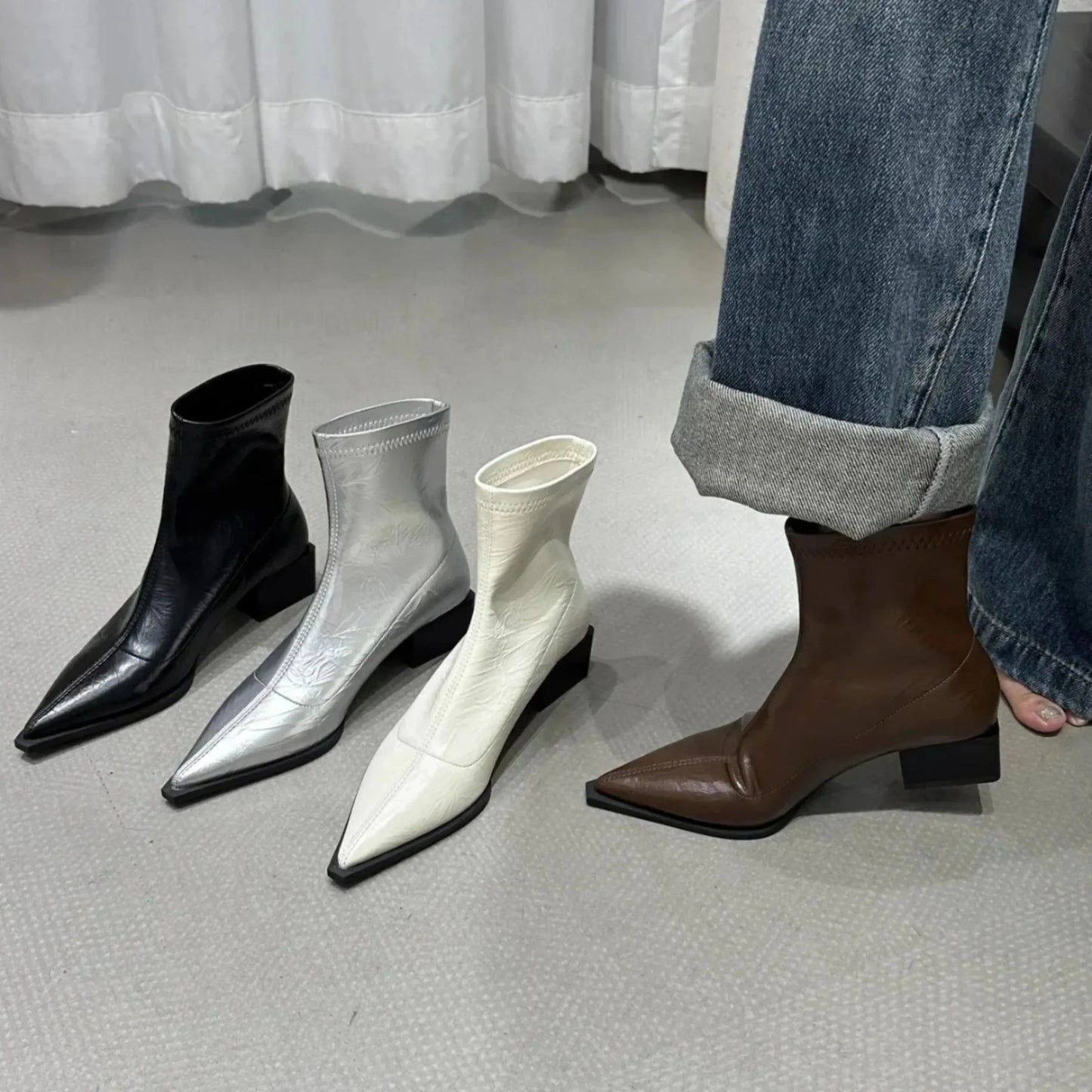 Bottines Femmes Élégantes À Bout Fin - luxestyle