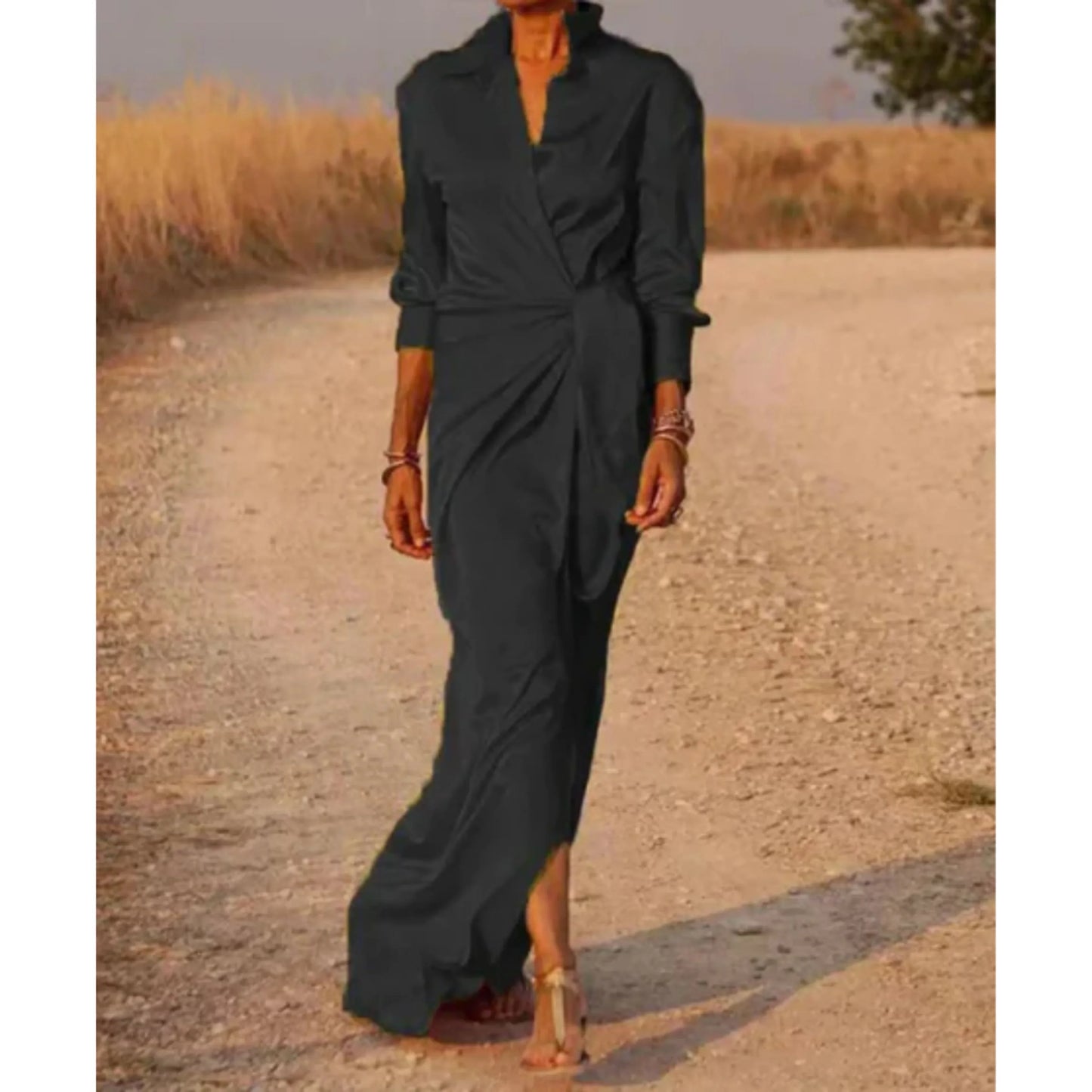 Robe Chemisier Longue Femme Élégante