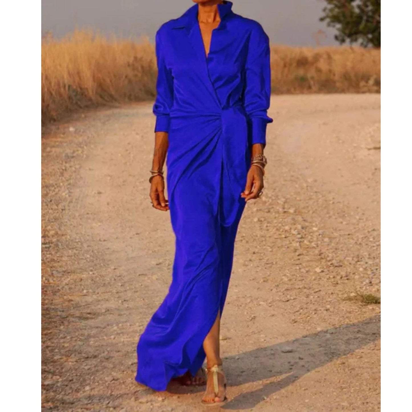 Robe Chemisier Longue Femme Élégante