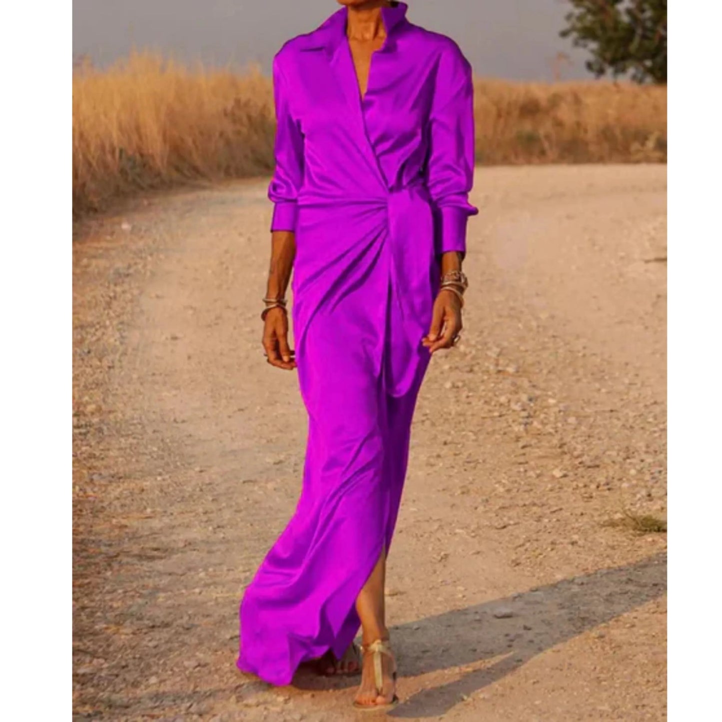 Robe Chemisier Longue Femme Élégante