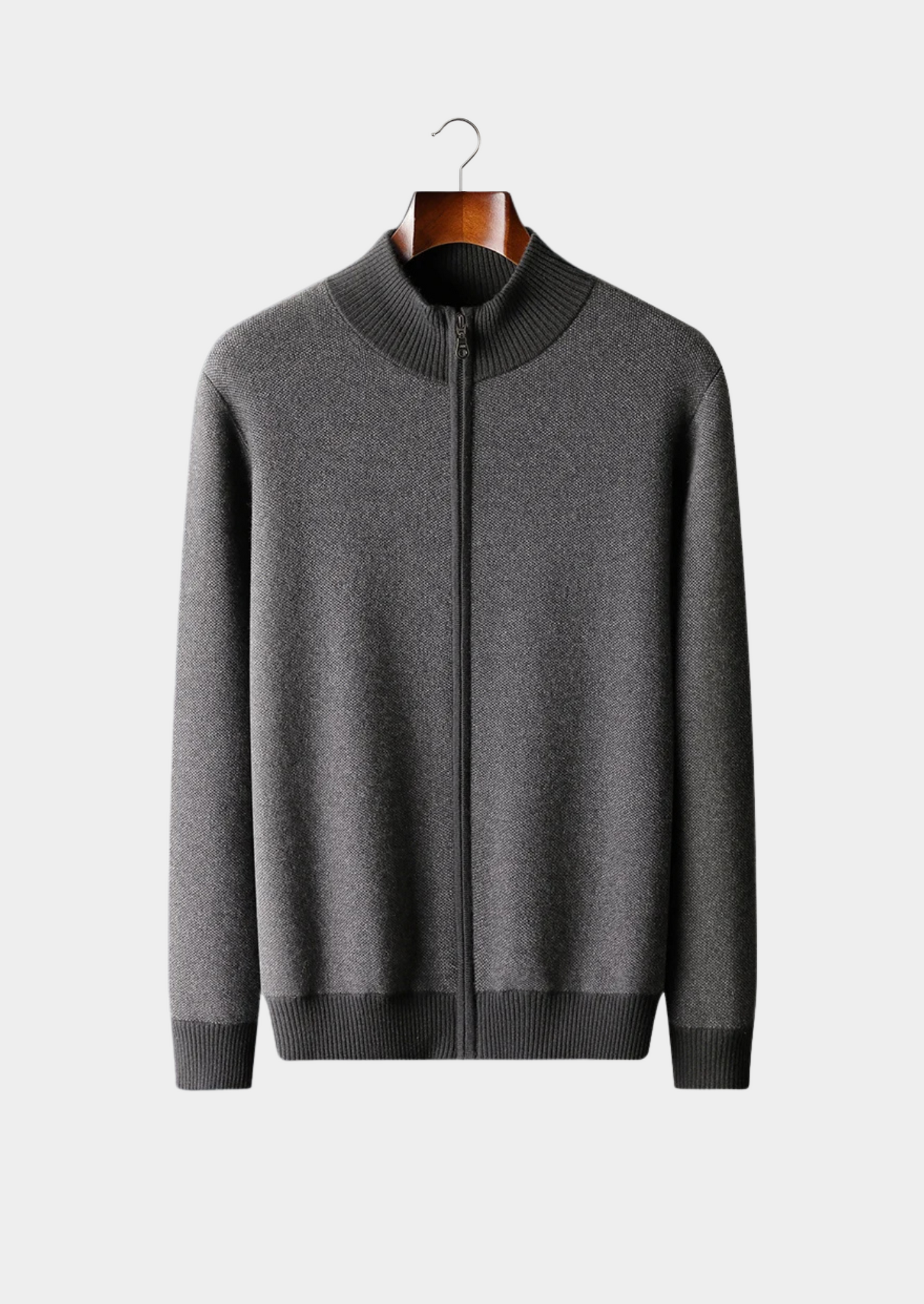 Veste en laine zippée charbon pour homme