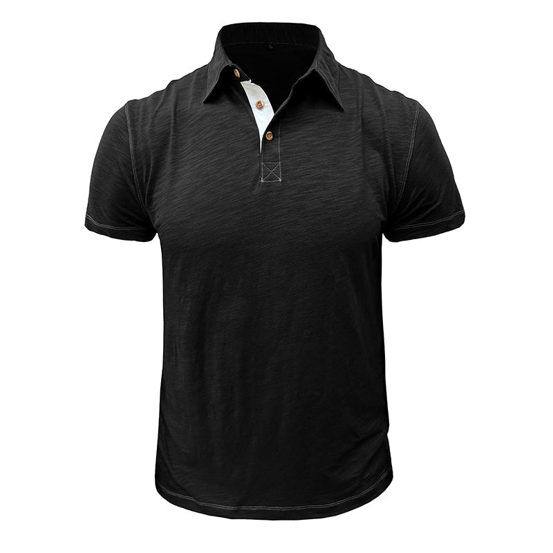 Polo Homme Marine à Manches Courtes