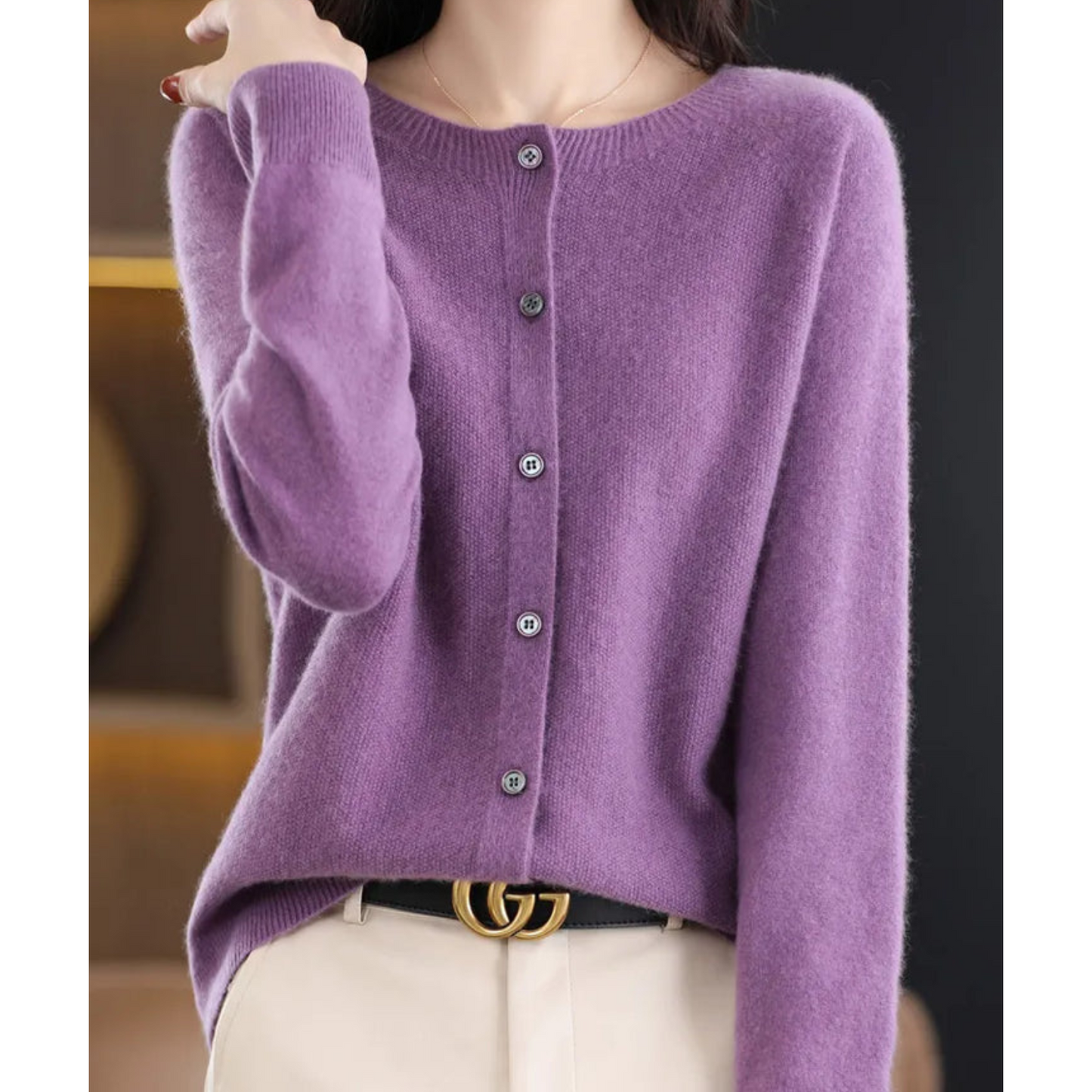 Cardigan Femme Chic – Gilet en Laine Mérinos Douce & Cachemire Confortable