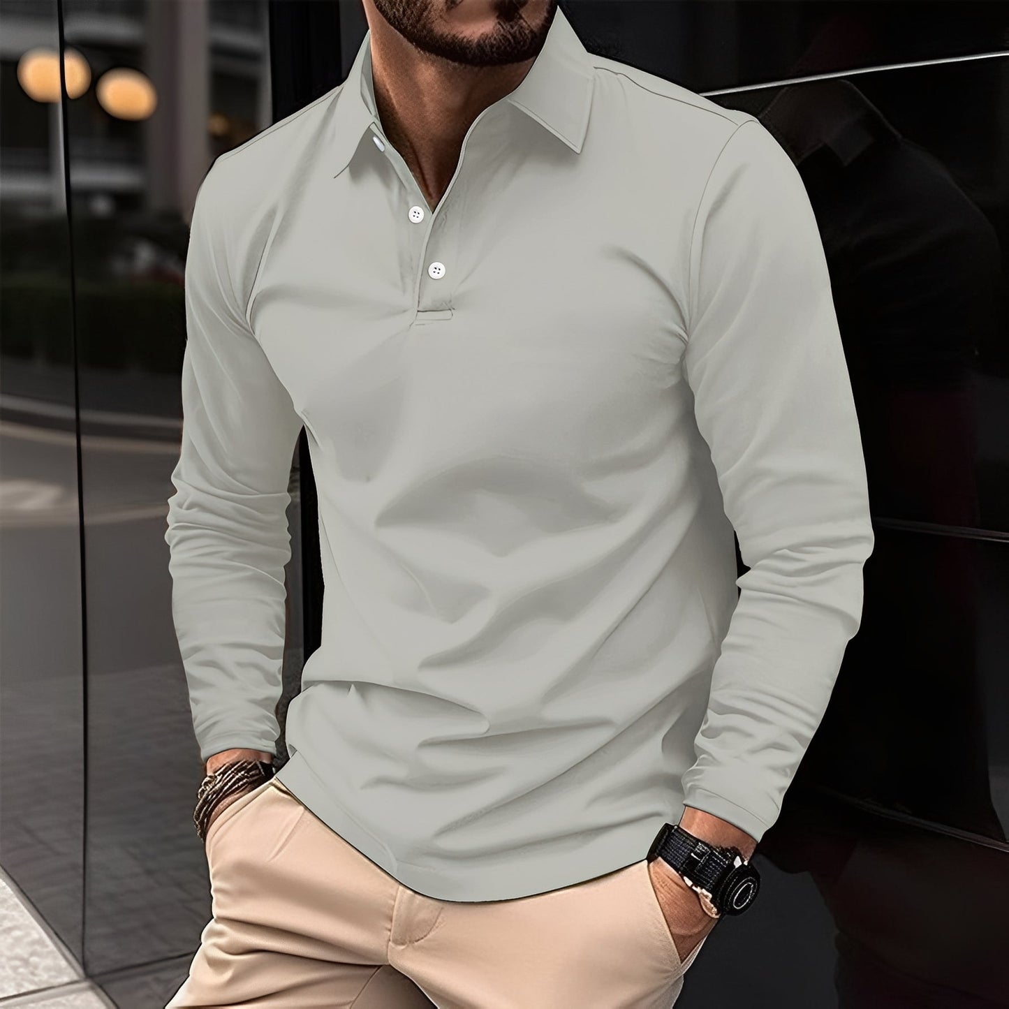Polo Homme Élégant Manches Longues pour Tous les Jours
