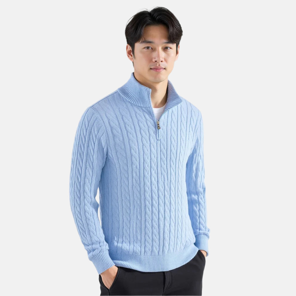 Pull Homme Chic à Col Montant en Laine Mélange