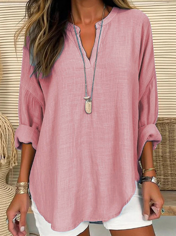 Blouse Féminine Manches Longues Grise Décontractée