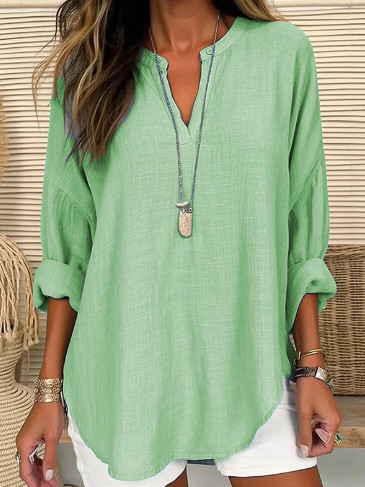 Blouse Féminine Manches Longues Grise Décontractée