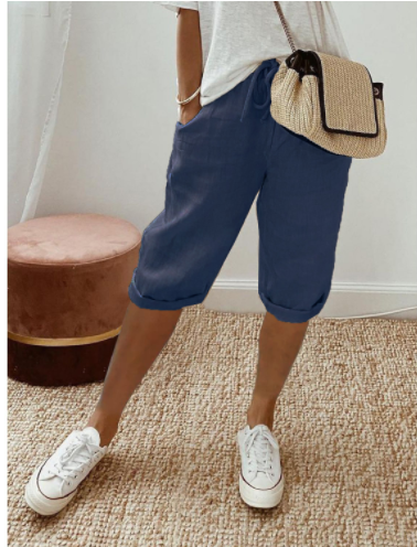 Short Décontracté Beige Femme avec Poches