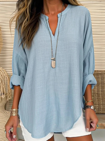 Blouse Féminine Manches Longues Grise Décontractée