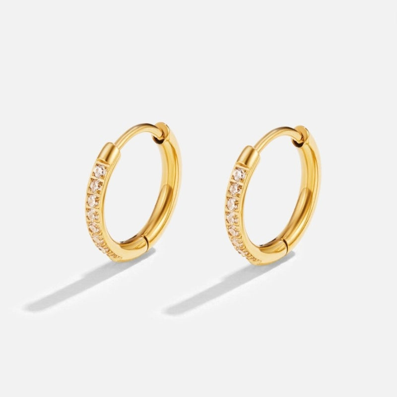 Boucles d'oreilles créoles Brillantes avec Pierres et Closure Sûre - LuxeStyle