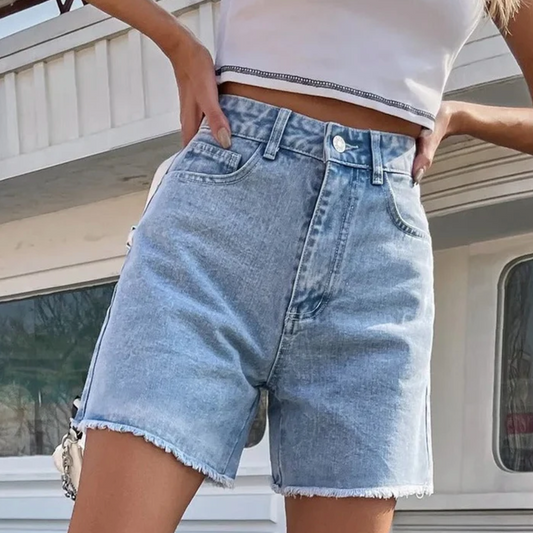 Short Décontracté Taille Haute avec Poche Côté - LuxeStyle