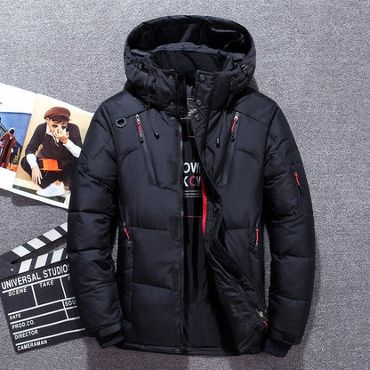 Veste Étanche Hiver Rouge Homme avec Capuchon