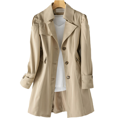Manteau Trench Élégant Femme Beige avec Poches