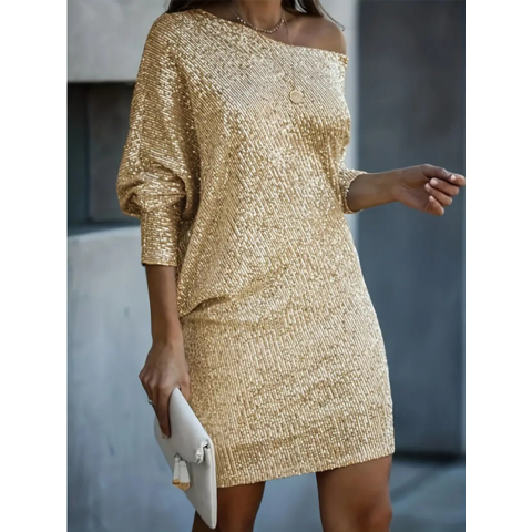 Robe de cocktail pailletée femme mini élégante - LuxeStyle