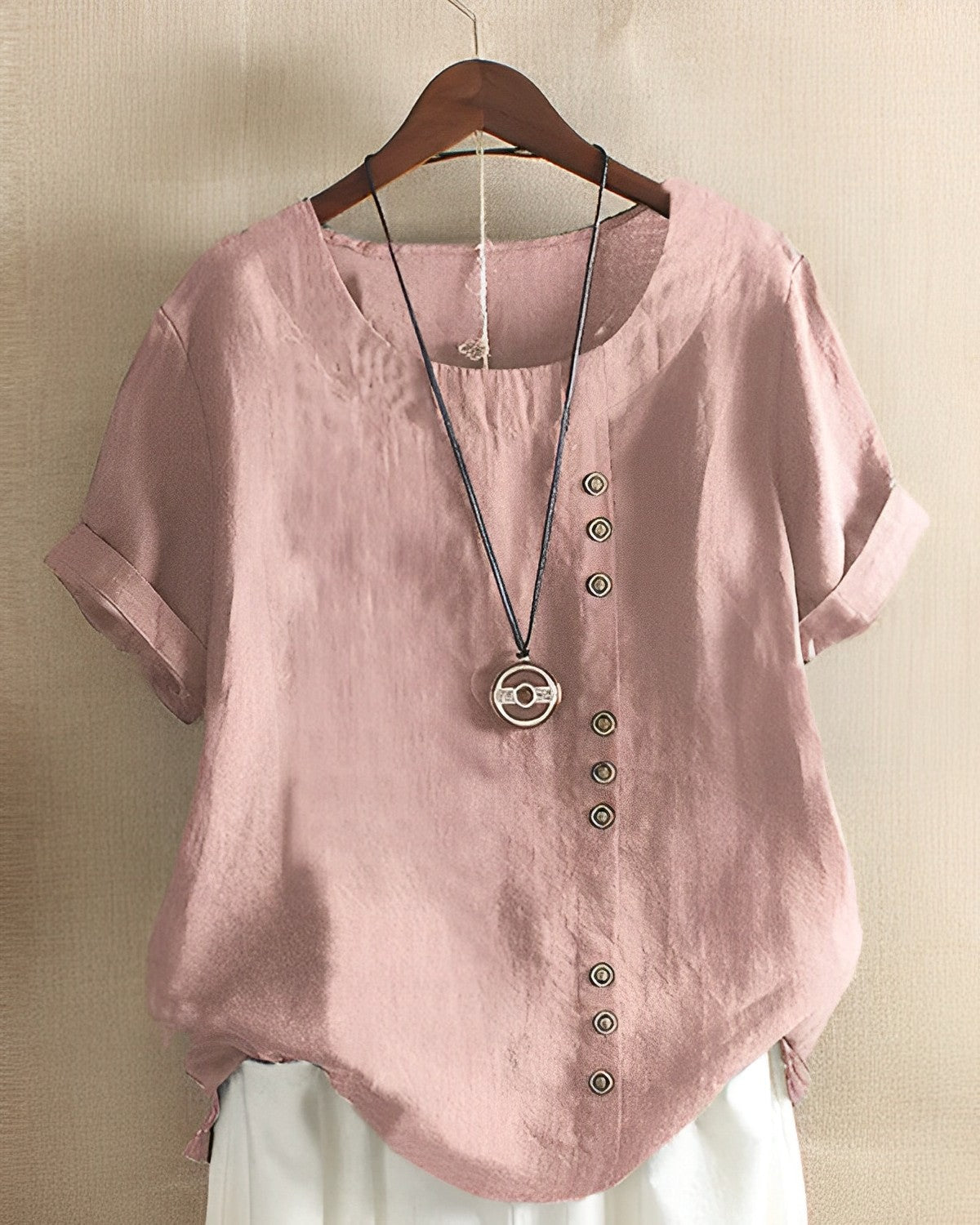 Blouse Décontractée Manches Courtes Col Rond pour Femme - LuxeStyle