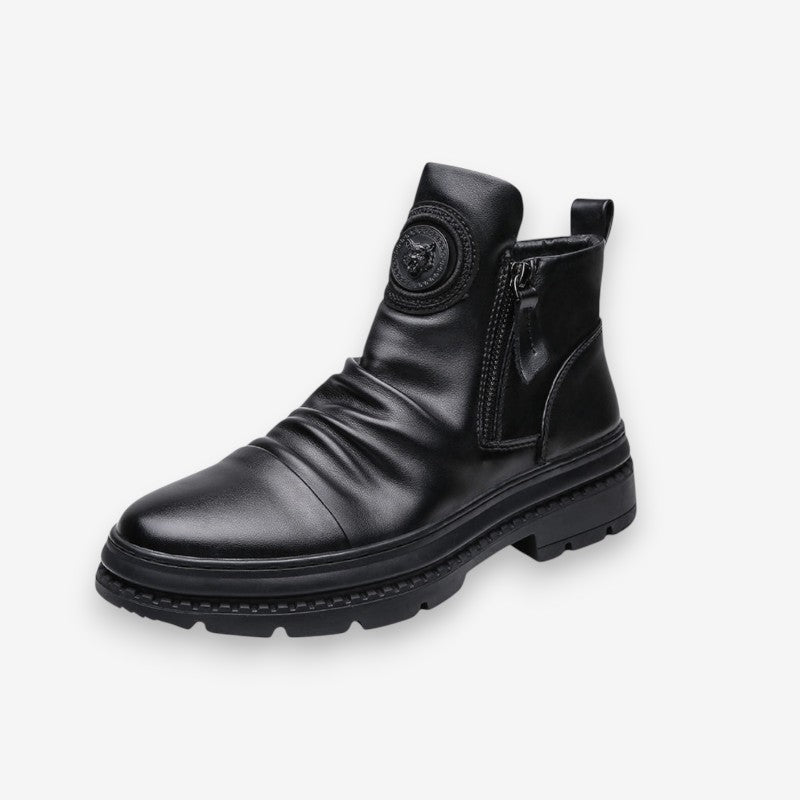 Bottines Féminines Hautes à Bout Arrondi Éclair - LuxeStyle