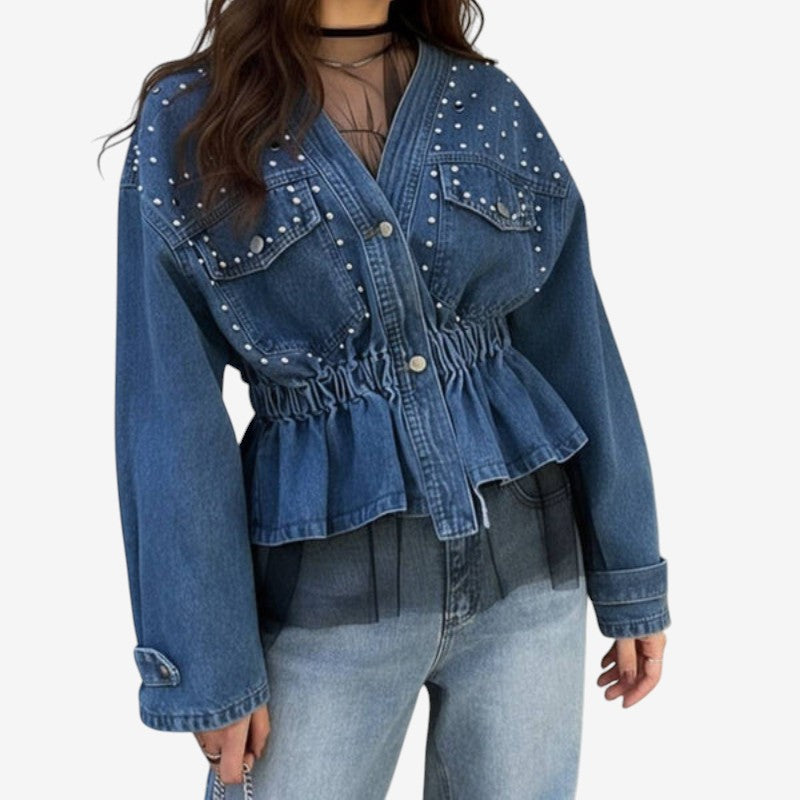 Veste Femme Élégante Col V Boutonnée