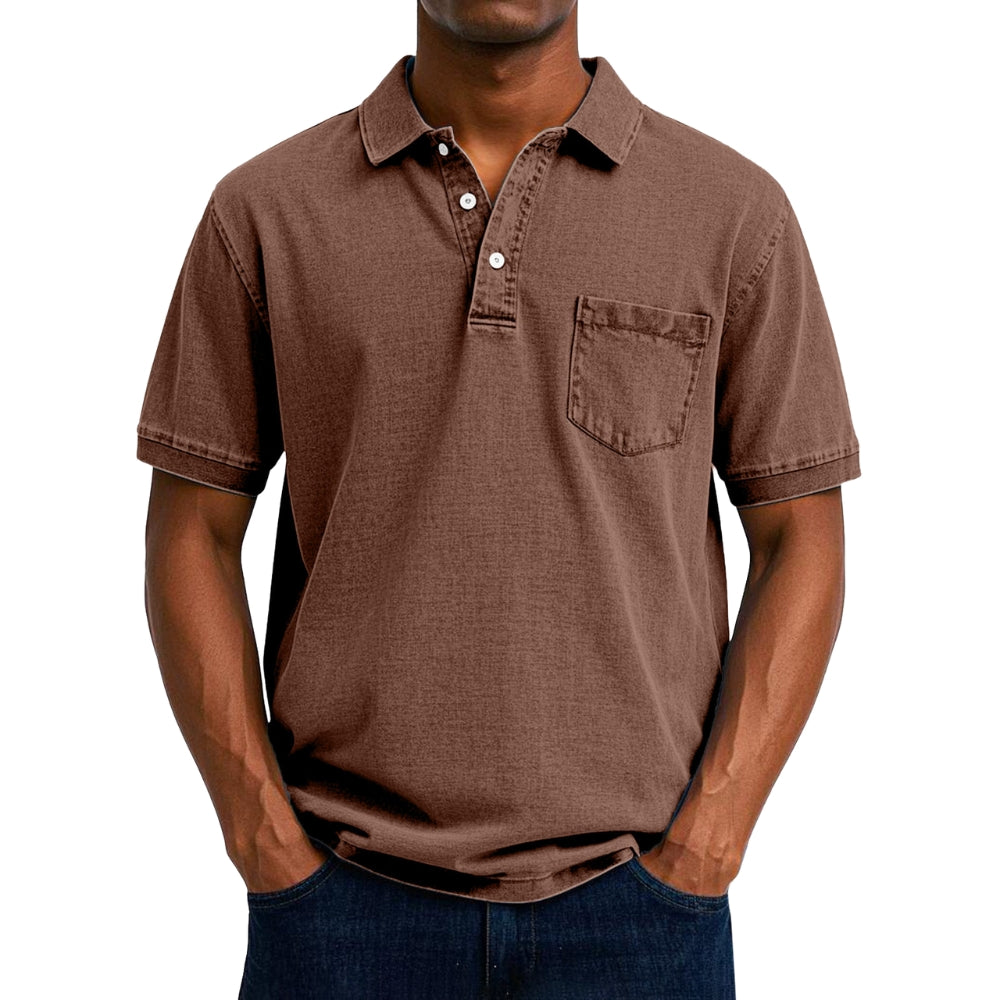 Chemise Homme Été à Manches Courtes avec Poche et Boutons