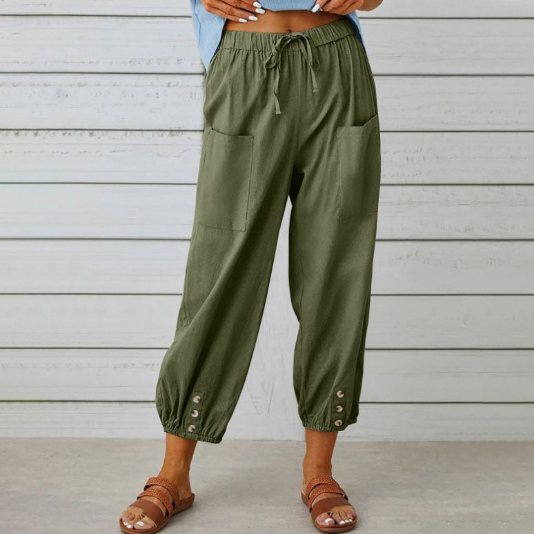 Pantalon femme décontracté coloré avec poches