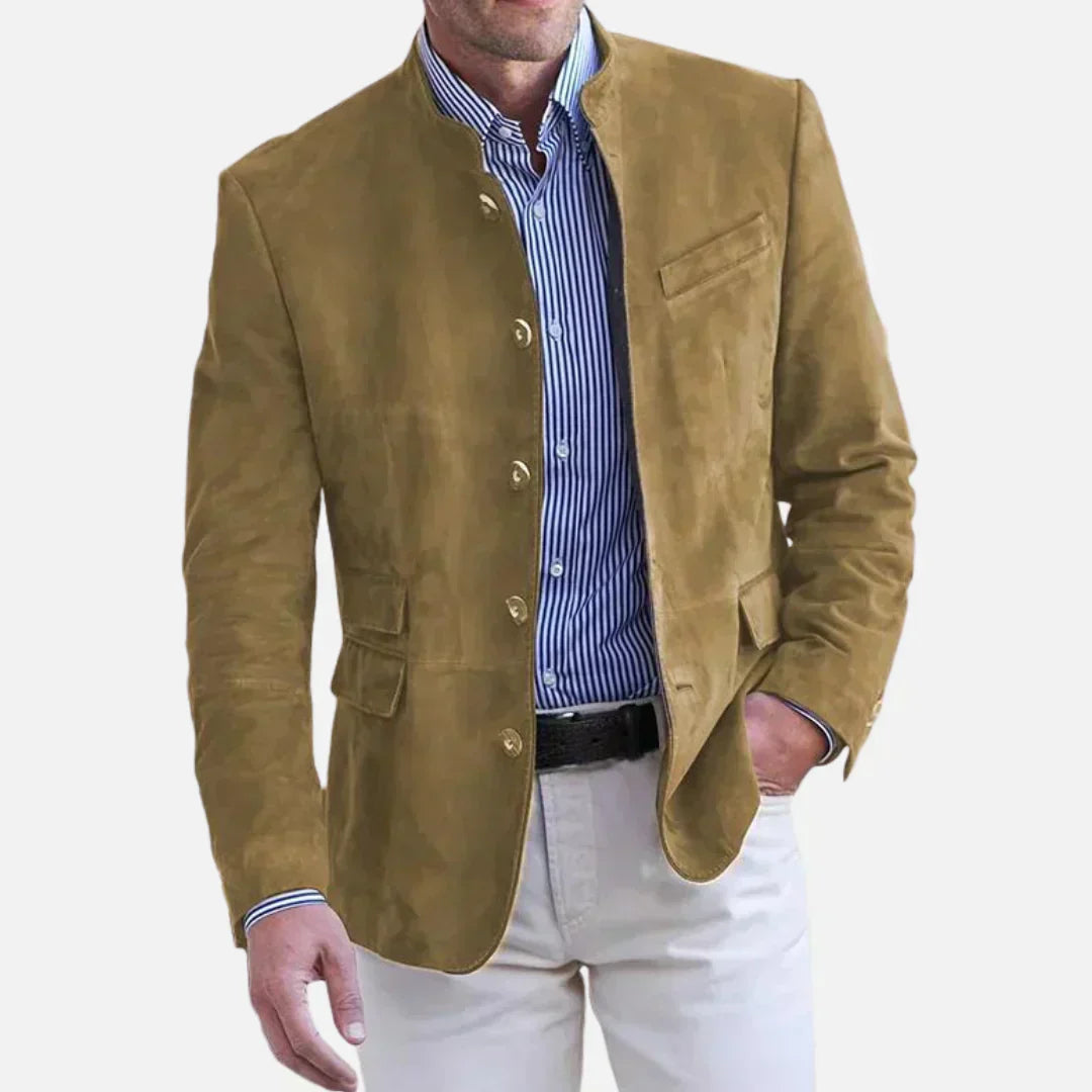 Blazer Classique À Col Montant Pour Homme | Simple Boutonnage