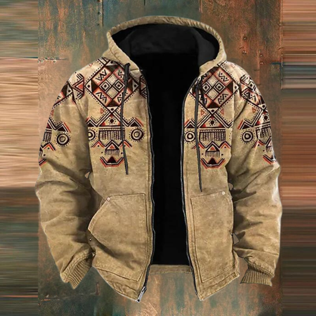 Veste en cuir homme décontractée avec imprimé géométrique - LuxeStyle