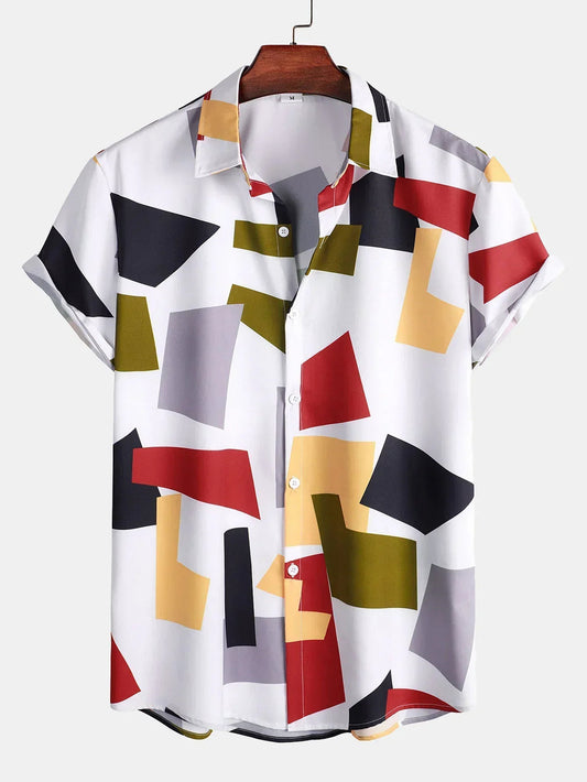 Chemise Colorée À Carreaux Géométriques - LuxeStyle