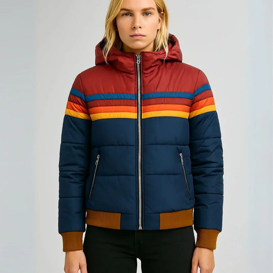 Parka Femme Vintage - Manteau Hiver Coloré avec Capuche et Fermeture Éclair - LuxeStyle