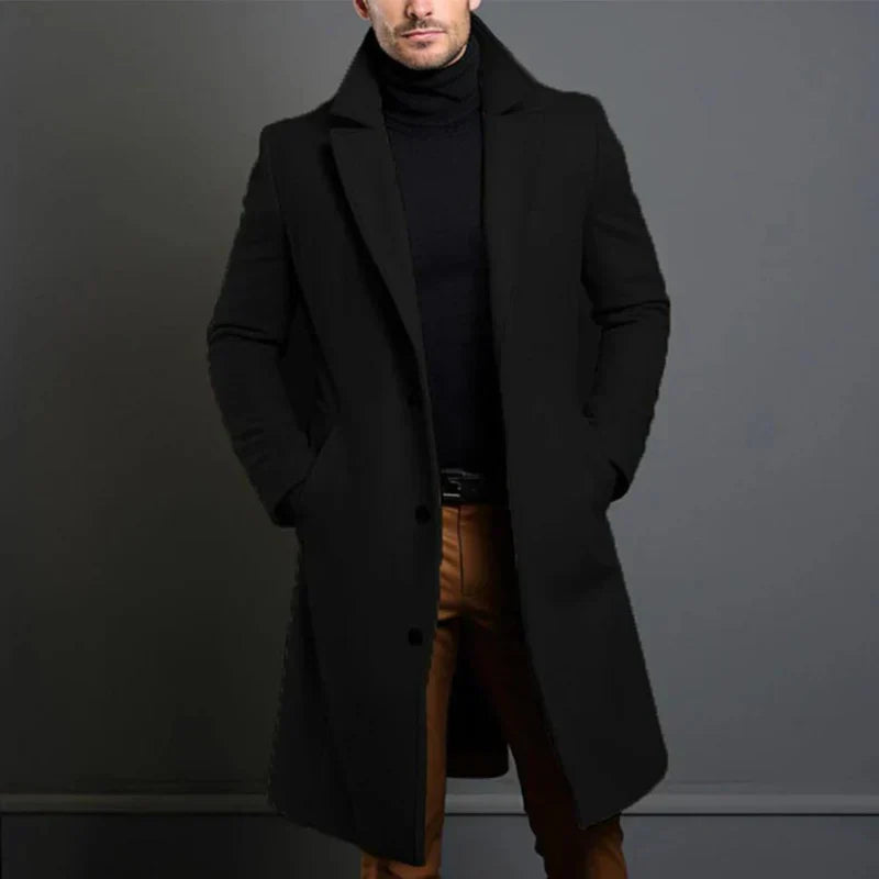 Manteau Homme Hiver Élégant Long Col Montant - LuxeStyle