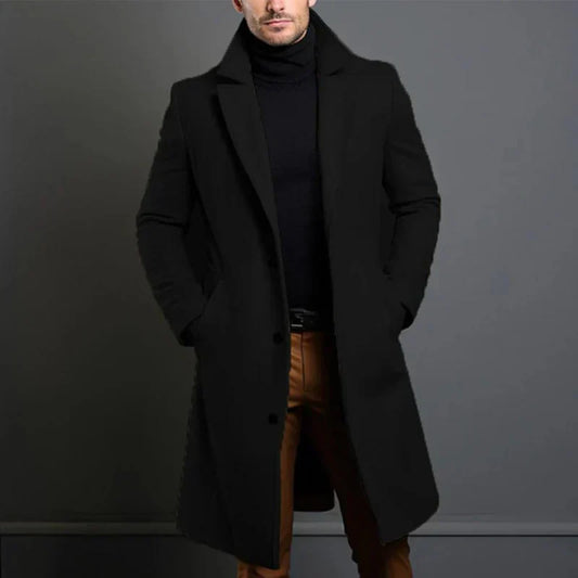 Manteau Homme Hiver Élégant Long Col Montant - LuxeStyle