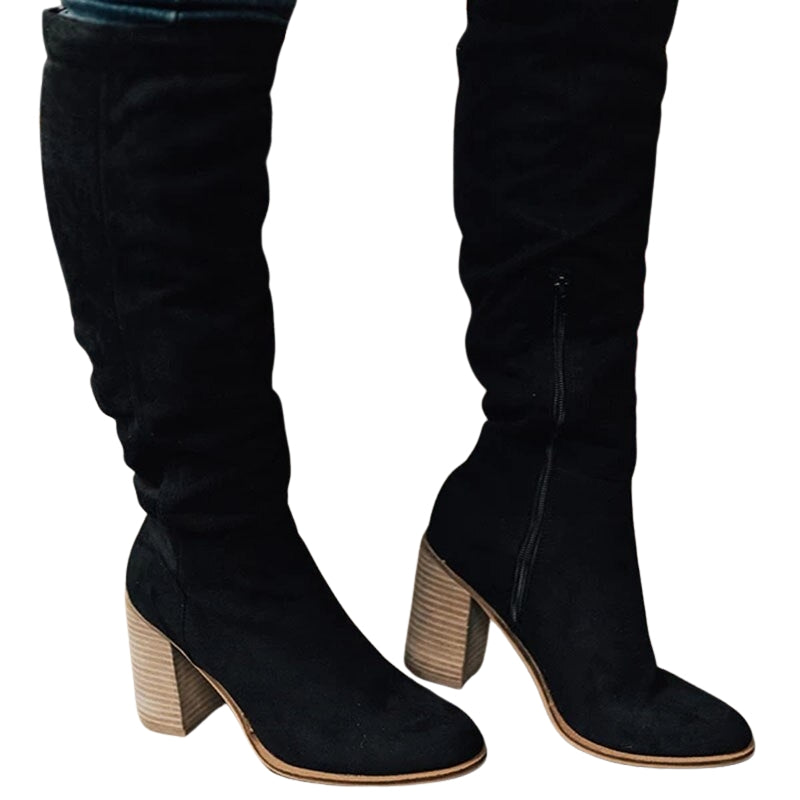 Bottes Femmes Élégantes Haut Talon Bloc - LuxeStyle