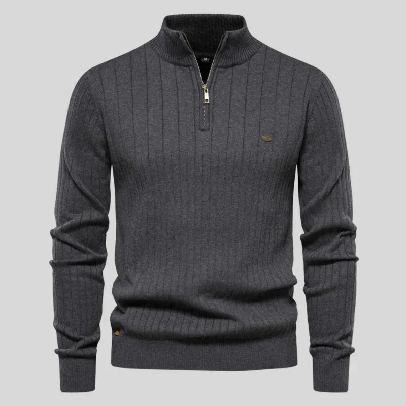 Pull Homme Manches Longues Zippé Pratique Quotidien