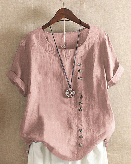 Blouse Lin Femme Élégante Rose - LuxeStyle