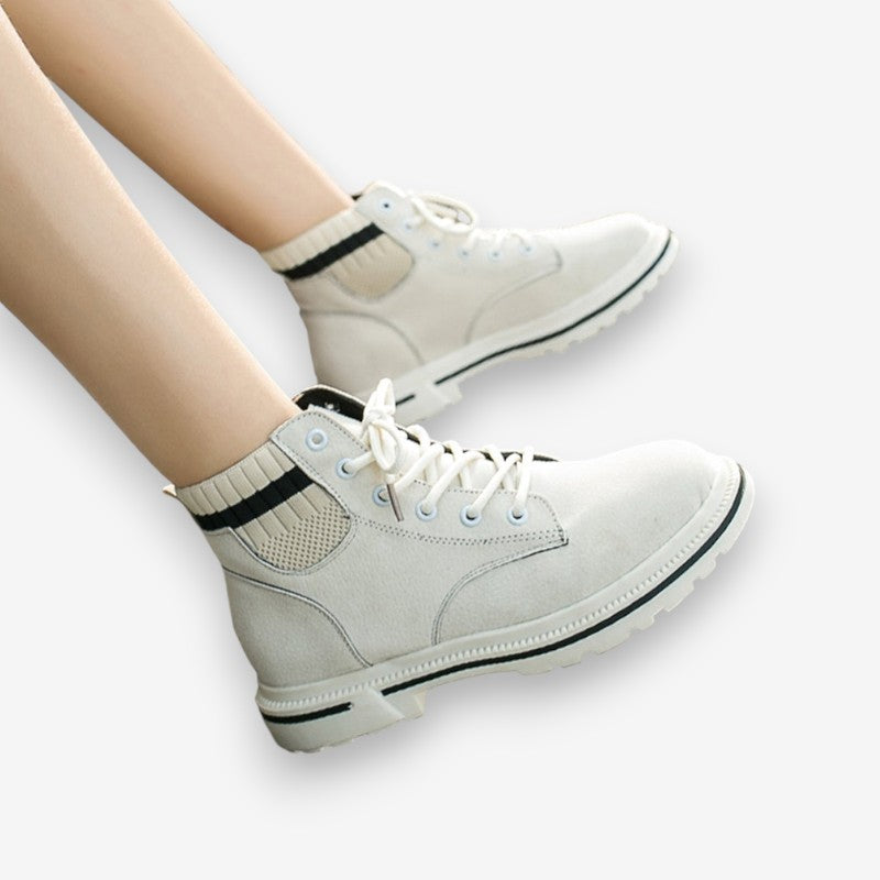 Bottines Femmes à Lacets avec Semelle Grip et Décoration Métallique