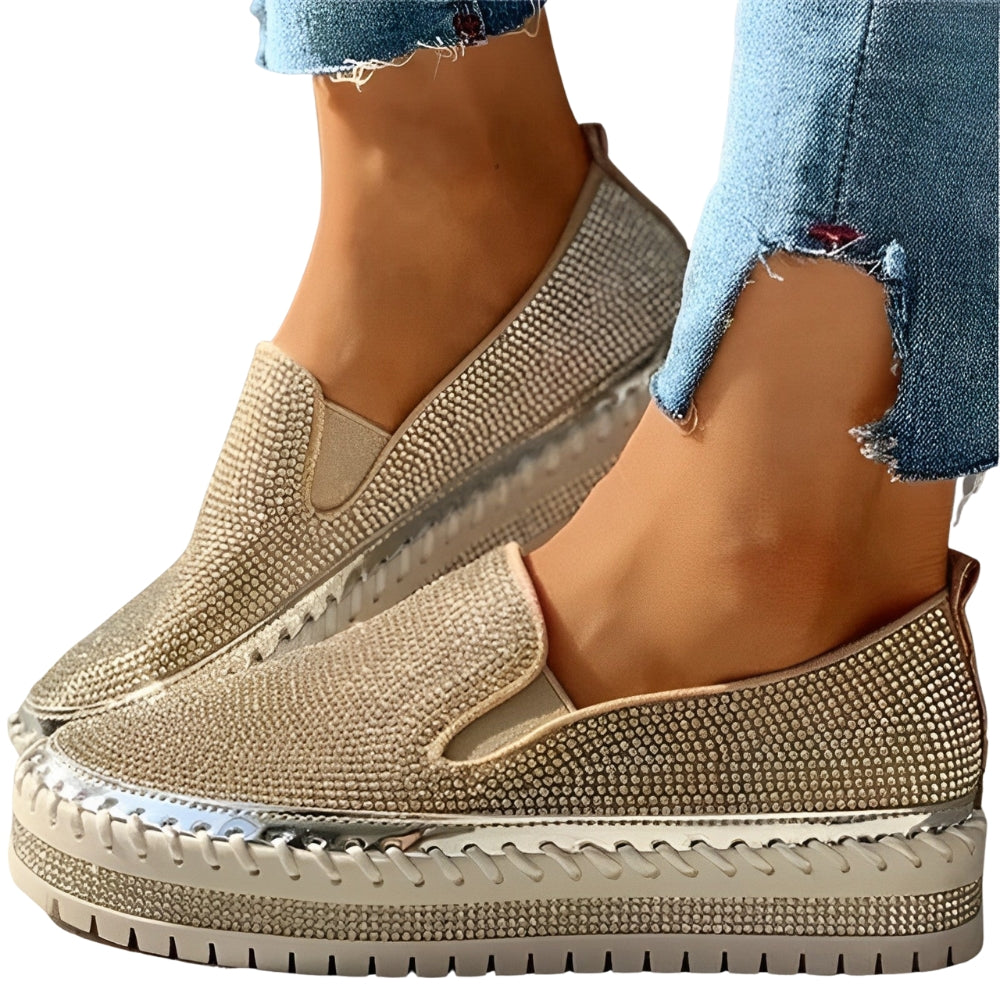 Chaussures Femmes à Talon Plat avec Broderies et Pointe Arrondie - LuxeStyle
