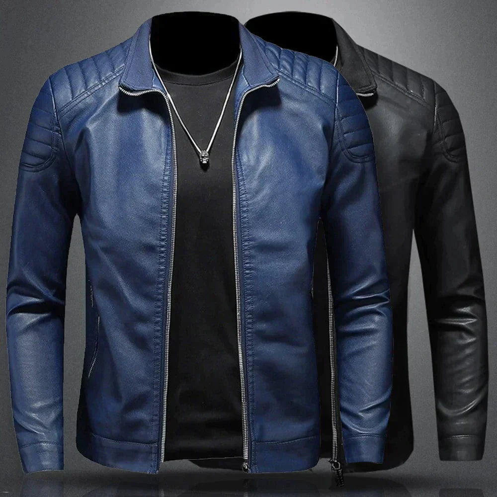 Veste Cuir Homme Élégant - Confortable et Adjustée avec Fermeture Éclair - LuxeStyle