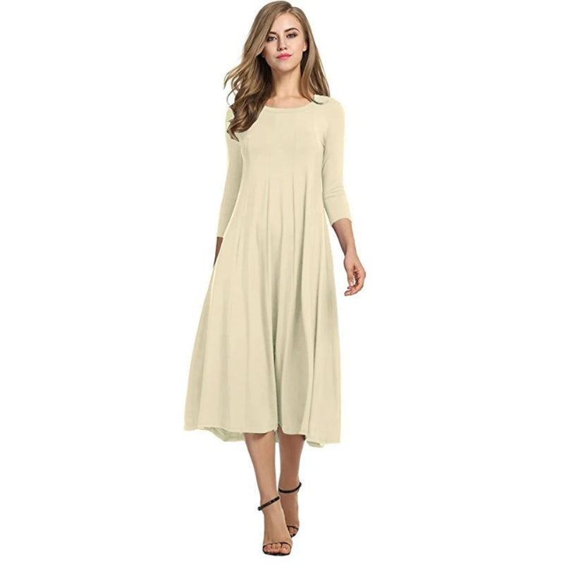 Robe Femme Élégante Mi-Longue Taille Parfaite