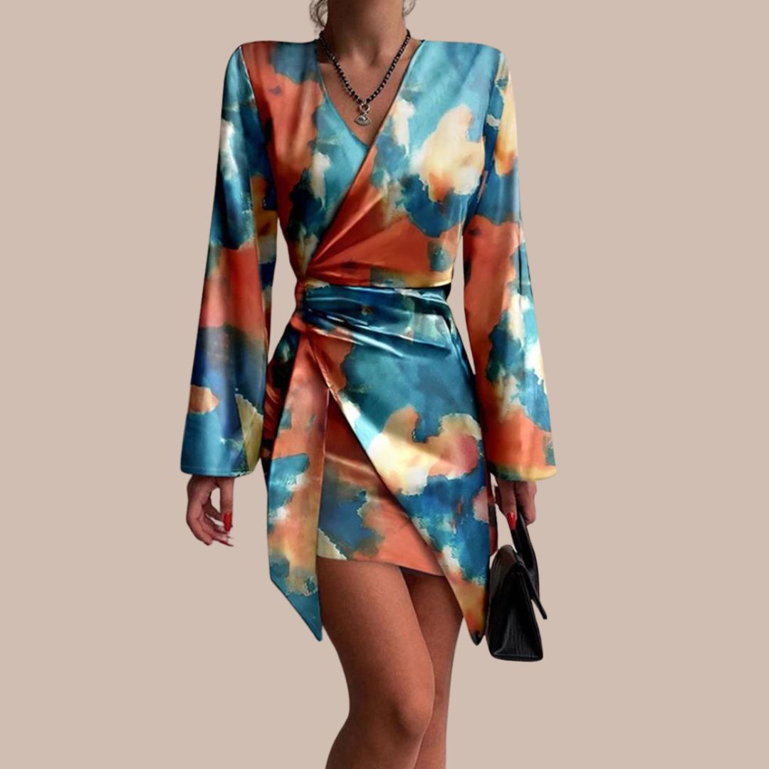 Robe Cocktail Élégante à Imprimé Marbré pour Femmes