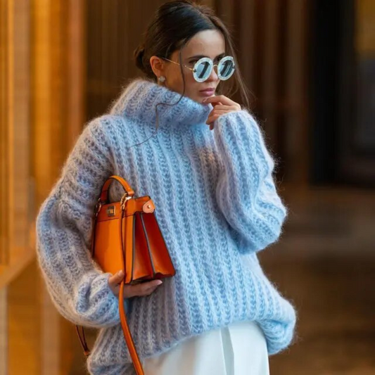 Pull Femme Laine Douce Bleu Ciel - LuxeStyle