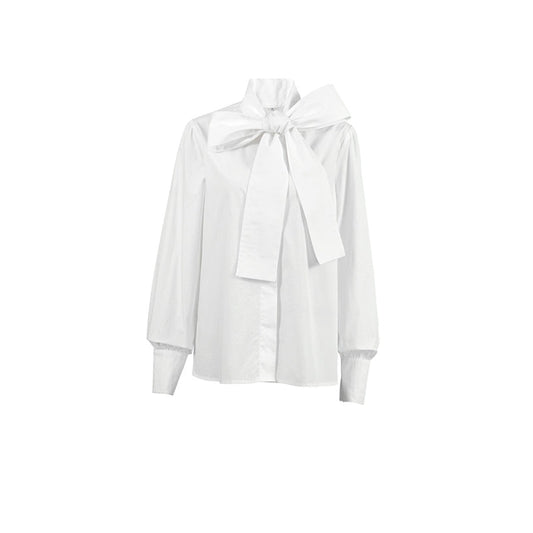 Chemisier femme chic à manches longues avec nœud et coupe relax - LuxeStyle