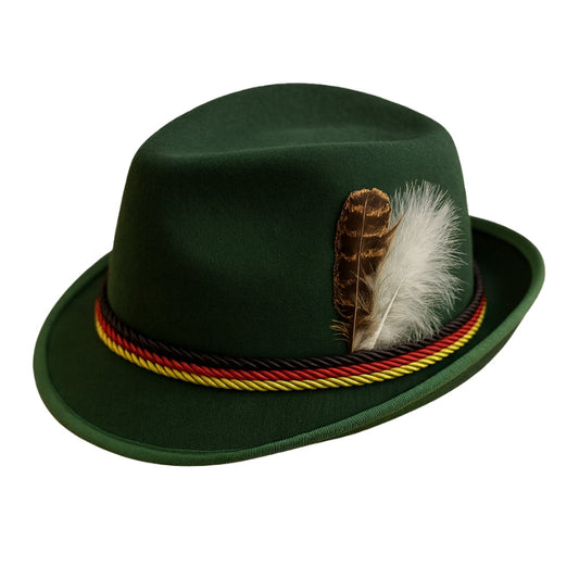 Chapeau de Fête Allemand Traditionnel avec Plume Colorée - LuxeStyle