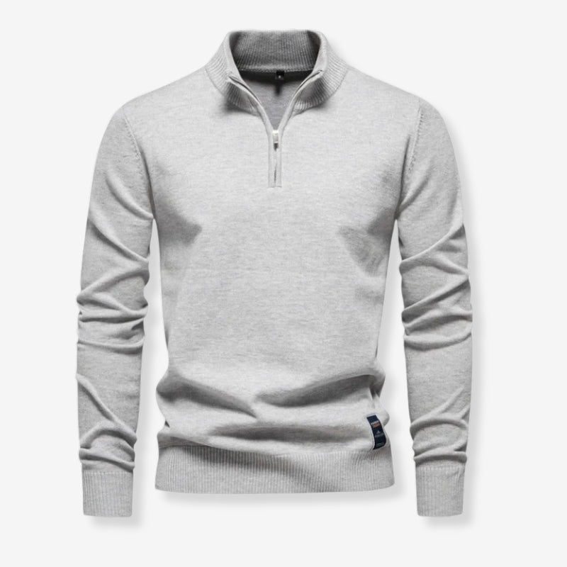 Pull Homme Élégant Manches Longues Col Zippé - LuxeStyle
