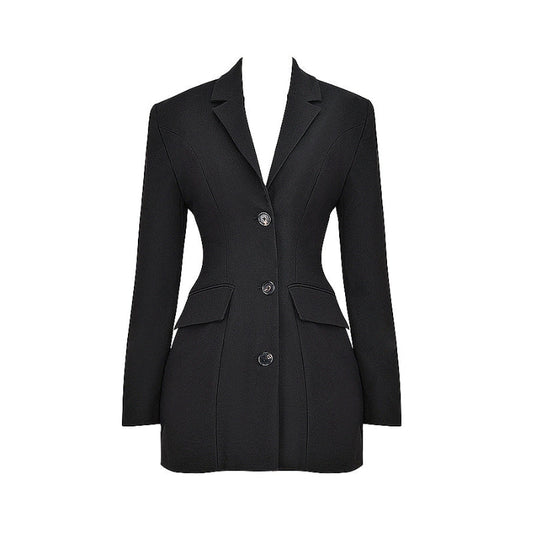 Blazer Élégant Manches Longues Col en V - LuxeStyle