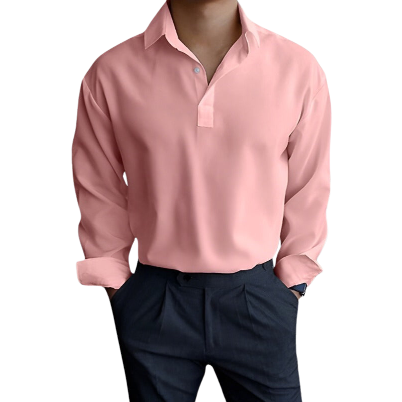 Polo Homme Hiver à Manches Longues avec Col Boutonné