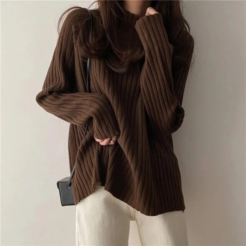 Pull Col Montant Féminin Longueur Grande - luxestyle