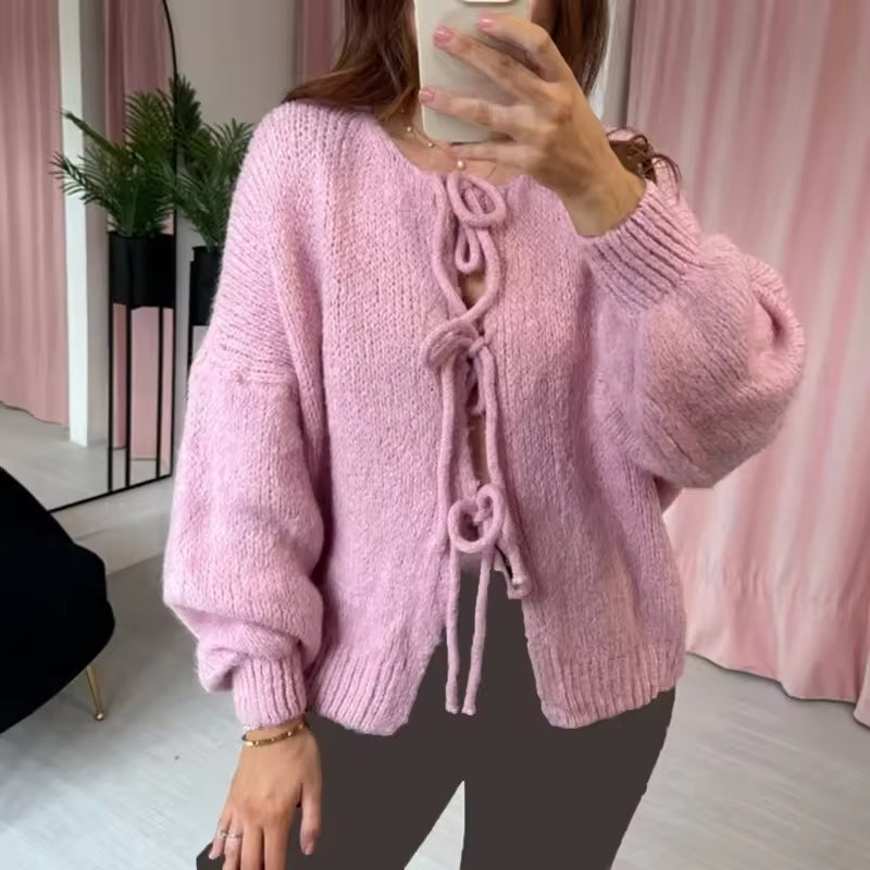Cardigan Chic Col Rond Manches Longues