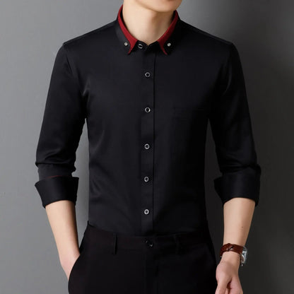 Chemise Homme Décussée Col Contrasté Décontractée - LuxeStyle