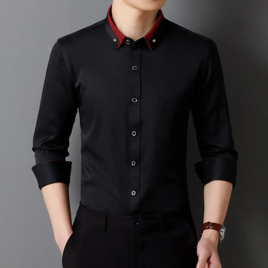 Chemise Homme Décussée Col Contrasté Décontractée - LuxeStyle